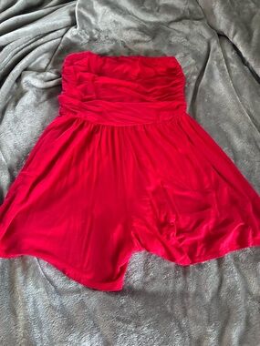 No Boundaries Bright Red Strapless Romper